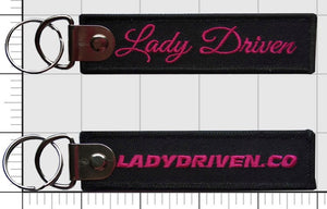 Lady Driven Jet Tag - Black/Pink (4"x1")
